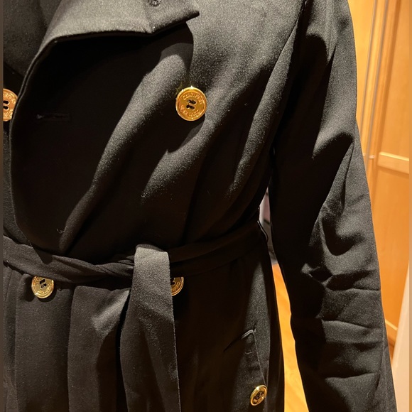 calvin klein black trench coat/dress with gold buttons size 10 - Picture 4 of 5